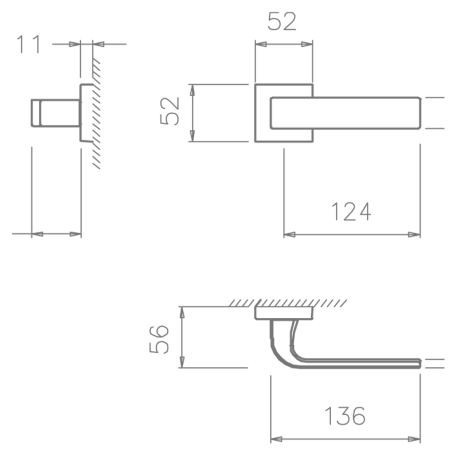 Ручка дверная Tupai 2732 Q-96 Specia дв. полотно 60 мм хром матовый