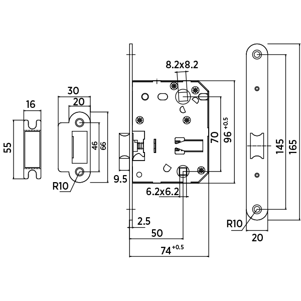 Защелка бесшумная BUSSARE PLAST50/70 BLACK черный