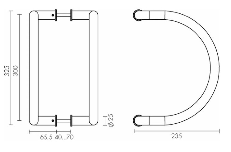 Ручка-скоба PALIDORE PH-2206/25/300/INOX/M8х140