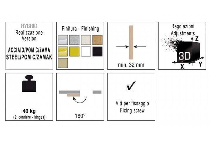 KUBICA K1019 DXSX KOMBI HYBRID OL петля скрытая универсальная ЗОЛОТО 40 kg