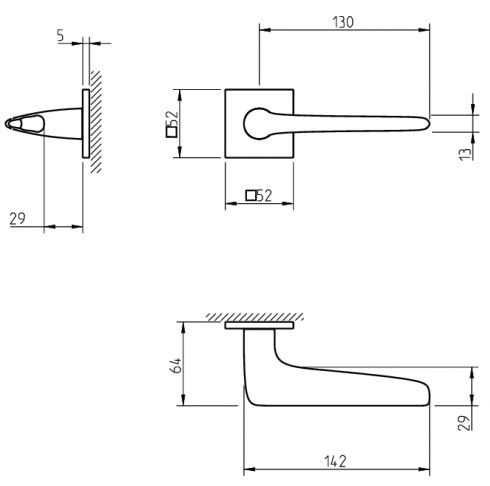 Ручка дверная Tupai 4164 5S Q-153 матовый черный