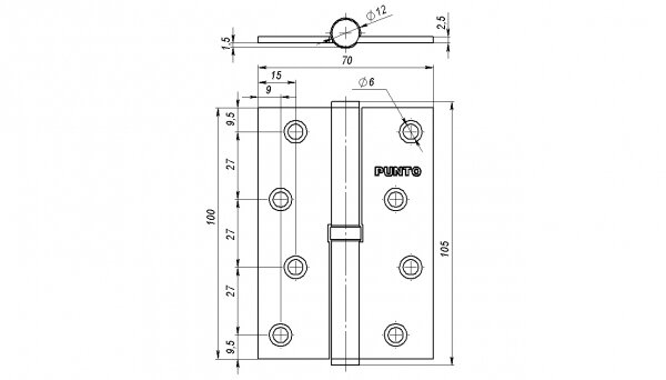 Петля съемная PUNTO 113-4 100*70*2.5 CP right хром правая