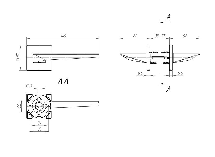 Ручка дверная FUARO PHANTOM SL SSC-16 сатинированный хром