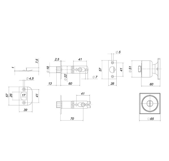Ручка защелка PUNTO DK772/BL BL-BK фиксатор черный