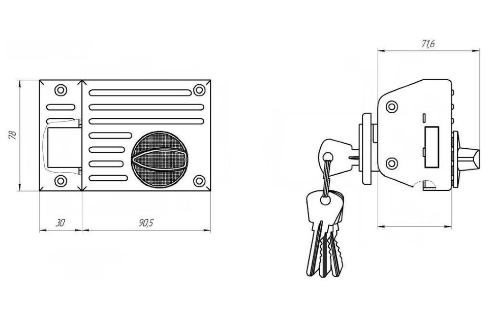 Замок накладной ЗЕНИТ ЗН1-2.1 серебро