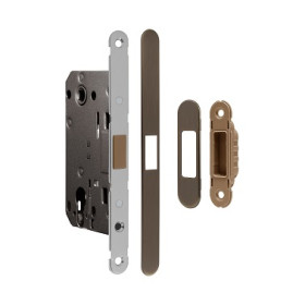 Замок врезной магнитный под цилиндр со съемной магнитной лицевой планкой PORTA DI PARMA Vertical M.04CYL.09 Матовая бронза