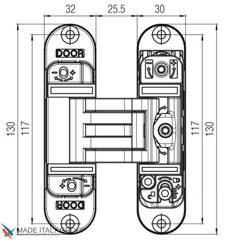 KUBICA K6300 NO петля скрытая универсальная асимметричная цвет ЧЕРНЫЙ 60 kg