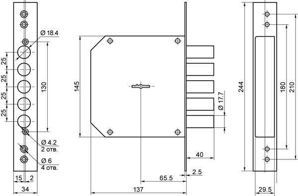 Замок врезной сувальдный BORDER ЗВ8-6 ЛК5/15 левый 5 кл. 72224