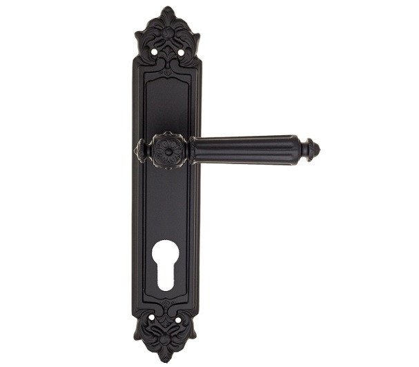 Дверная ручка на планке Fratelli Cattini TORCELLO CYL PL96-NM матовый черный
