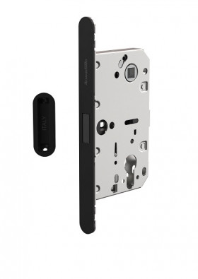 Замок ARMADILLO межкомнатный магнитный под цилиндр с ответной планкой GRAVITY.PRO G02.196.50.85 BL черный