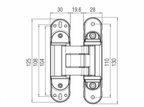 KUBICA HYBRID K6380 38 NR петля скрытая универсальная асимметричная цвет ЧЕРНЫЙ 80 kg