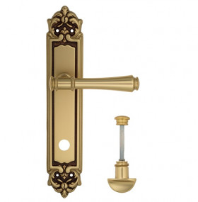 Дверная ручка на планке Venezia CALLISTO WC-2 PL96 французское золото + коричневый