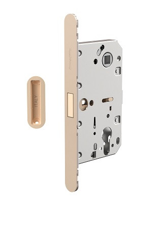 Замок ARMADILLO межкомнатный магнитный под цилиндр с ответной планкой GRAVITY.PRO G02.196.50.85 FSG флорентийское золото