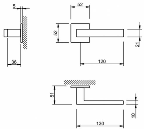 Ручка дверная Tupai 2275 5S Q-186 Square Corten бронза
