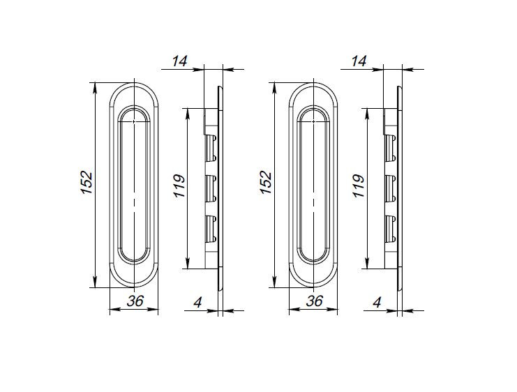 Ручки для раздвижных дверей PUNTO Soft LINE SL-010 BL черный