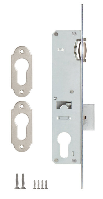 Корпус узкопрофильного замка с роликовой защёлкой KALE KILIT 155/P 25 mm w/b никель без отв. планки