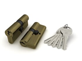 Цилиндровый механизм FUARO R300/60 mm (25+10+25) AB бронза 5 кл