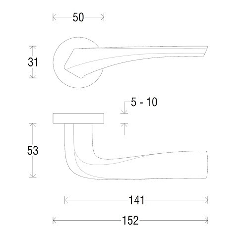 Ручка дверная FADEX FORME 278 R MINERVA ЧЕРНЫЙ FIXA