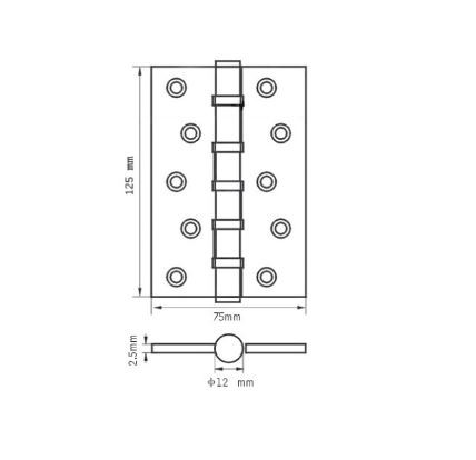 Петля универсальная RENZ IN125-4BB FH AB 125*75*2,5 античная бронза 2 шт