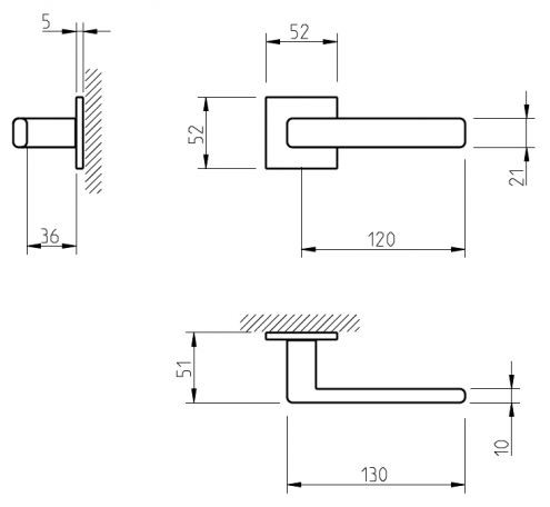 Ручка дверная Tupai 3095 5S Q-158 сатинированная латунь