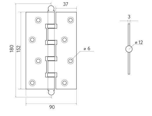 Петля универсальная Fratelli Cattini CR152 152x90x3 IA античное серебро