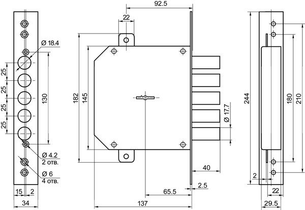 Замок врезной сувальдный BORDER ЗВ8-6 ПК5Т/15 с тягами правый 5 кл. 72201