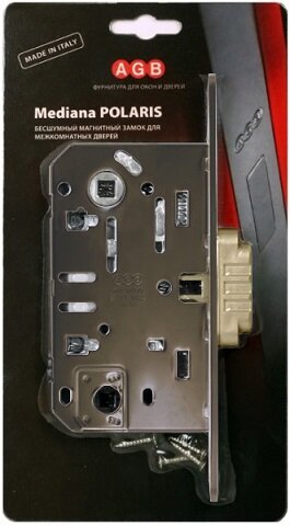 Замок межкомнатный WC AGB MEDIANA POLARIS B06102.50.12.567 с ответной планкой ​Античная бронза