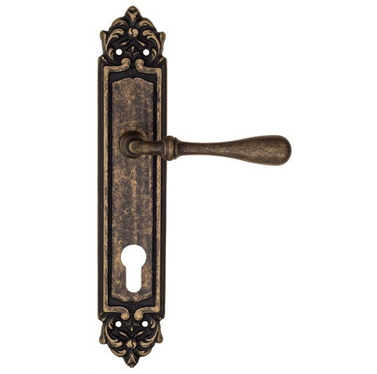 Дверная ручка на планке Fratelli Cattini RETRO CYL PL96-BA античная бронза