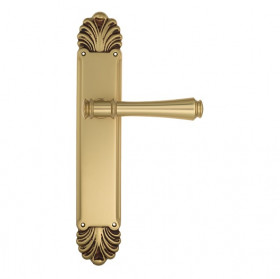 Дверная ручка на планке Venezia CALLISTO PL87 французское золото + коричневый
