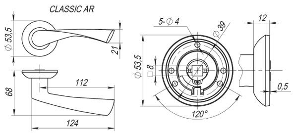 Ручка для входной двери FUARO CLASSIC AR SN/CP-3 матовый никель/хром