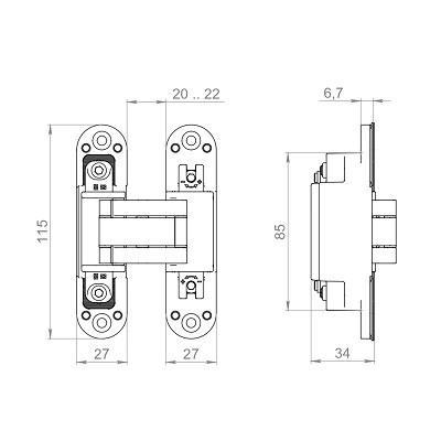 Петля скрытой установки ARMADILLO U3D4100.VPG BL черный TECH