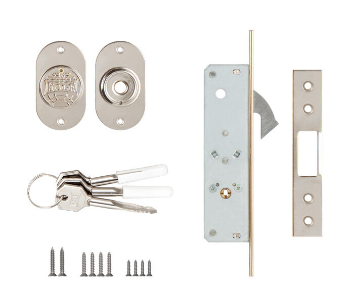 Замок врезной крестообразный узкопрофильный KALE KILIT 201F 20 mm никель, 3 кл.