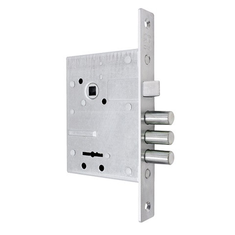 Замок врезной сувальдный с защёлкой в комплекте с ручкой САМ ЗВ9-6/13 медный антик 3 кл /77311/