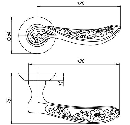 Ручка дверная PUNTO FLOR TL CF-17 кофе