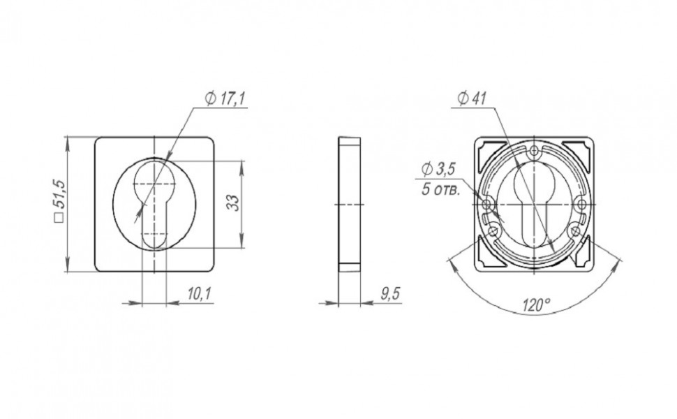 Накладка под цилиндр AJAX ET JK CP-8 хром