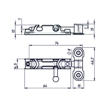Задвижка накладная МЕТАЛЛИСТ ЗТ1 с ц,дв,цинк