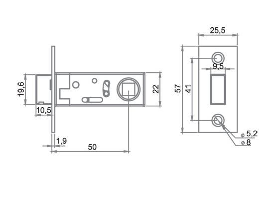Защелка врезная RENZ INMagn 5-50 C хром блестящий