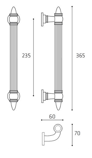 Ручка скоба Venezia IMPERIONE 365мм (235мм) матовая бронза