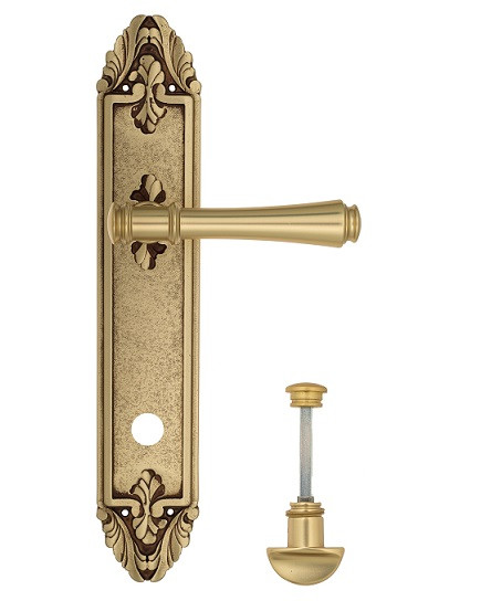 Дверная ручка на планке Venezia CALLISTO WC-2 PL90 французское золото + коричневый