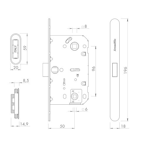 Магнитная защелка ARMADILLO WC с ответной планкой GRAVITY.PRO G01.196.50.96 BL черный