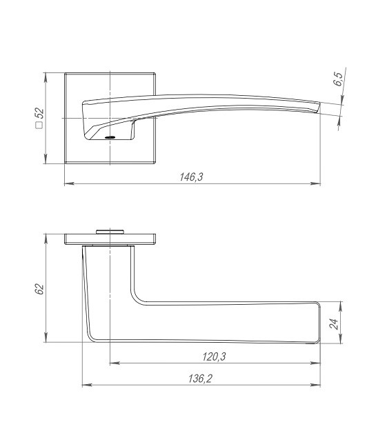 Ручка дверная PUNTO K.ARC.Q52.LOTUS SN-3 матовый никель