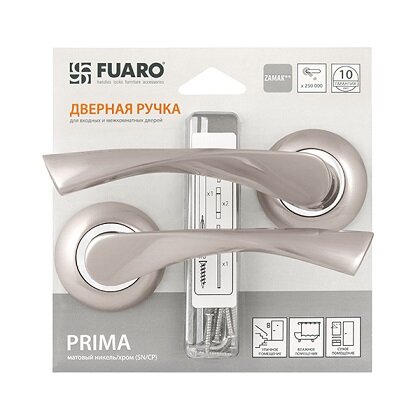 Ручка дверная FUARO PRIMA RM/HD SN/CP-3 матовый никель/хром