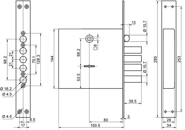 Замок врезной сувальдный с защёлкой BORDER ЗВ9-8 МК4/15 5 кл. 77740