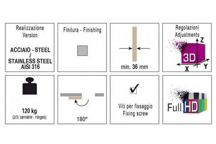KUBICA K8120 ATOMIKA KARAKTER DXSX CS петля скрытая универсальная МАТОВЫЙ ХРОМ 120 kg