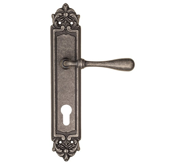 Дверная ручка на планке Fratelli Cattini RETRO CYL PL96-IA античное серебро