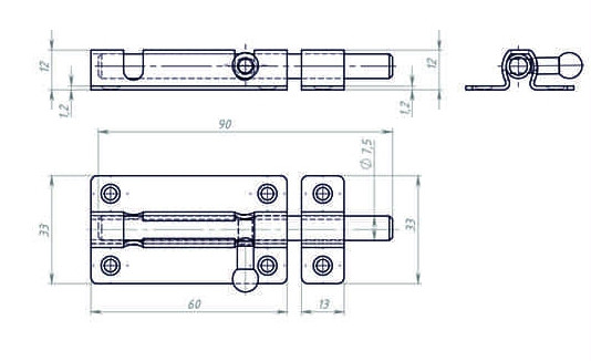 Задвижка накладная МЕТАЛЛИСТ ЗТ6 цинк