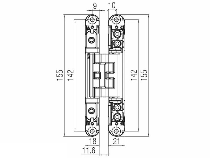 KUBICA HYBRID K2460CM NO петля скрытая универсальная асимметричная цвет ЧЕРНЫЙ 60 kg
