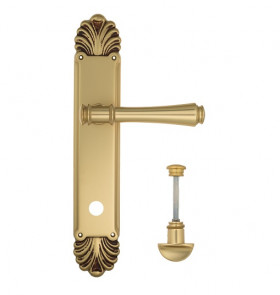 Дверная ручка на планке Venezia CALLISTO WC-2 PL87 французское золото + коричневый