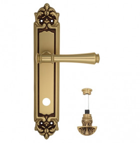 Дверная ручка на планке Venezia CALLISTO WC-4 PL96 французское золото + коричневый