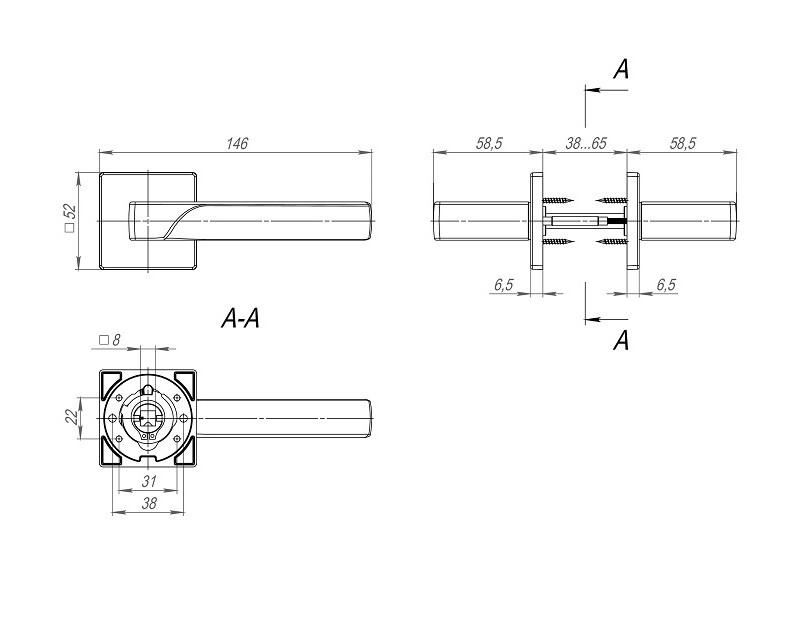 Ручка дверная FUARO FLY SL SSG-39 сатинированное золото
